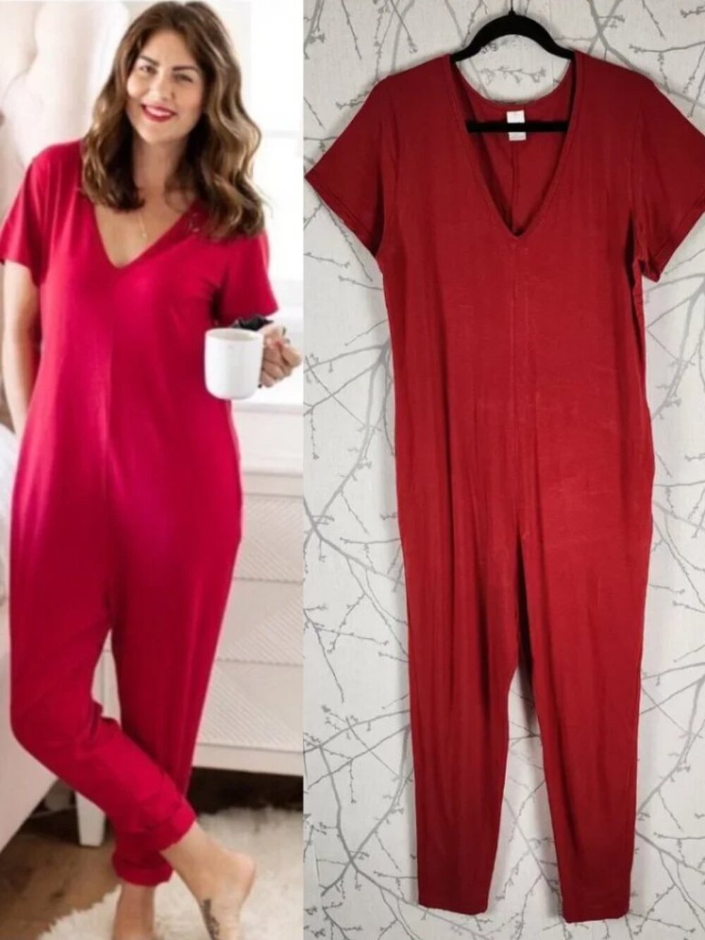 Smash + Tess Red Bamboo Cotton Stretch Jersey Friday Romper